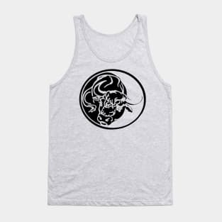 Black Bull Line Art Drawing Tattoo Art Tank Top